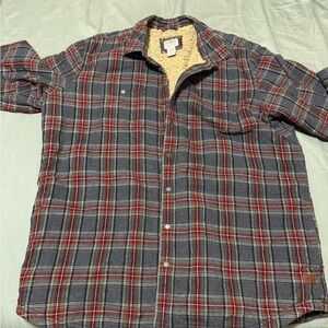 L.L. Bean Gray and Red Plaid Men's Shirt